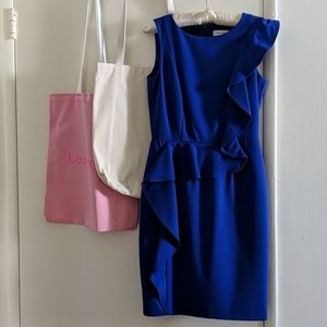 Calvin Klein Women's Cobalt Blue Ruffle Dress